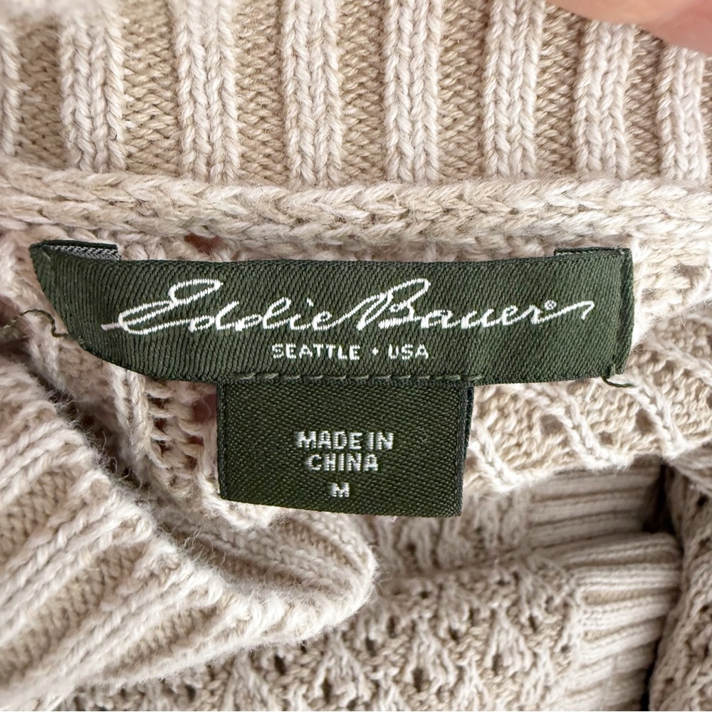 Eddie Bauer Women Cotton Open‎ Knit Cardigan Medium Crunchy Granola Timeless View 6